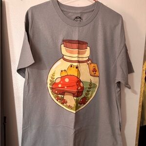 2 T-Shirt Bundle, Gray T-Shirt with Mushroom and Owl Design